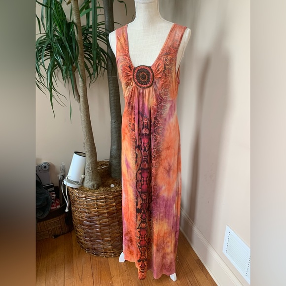 ❤️💗❤️Women’s Boutique Me World Slinky knit Boho Maxi Dress Size Large❤️💗❤️ - Picture 1 of 5
